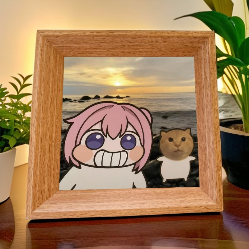 Doro Hakimi Pirate Cat Figurine with Meme Frame